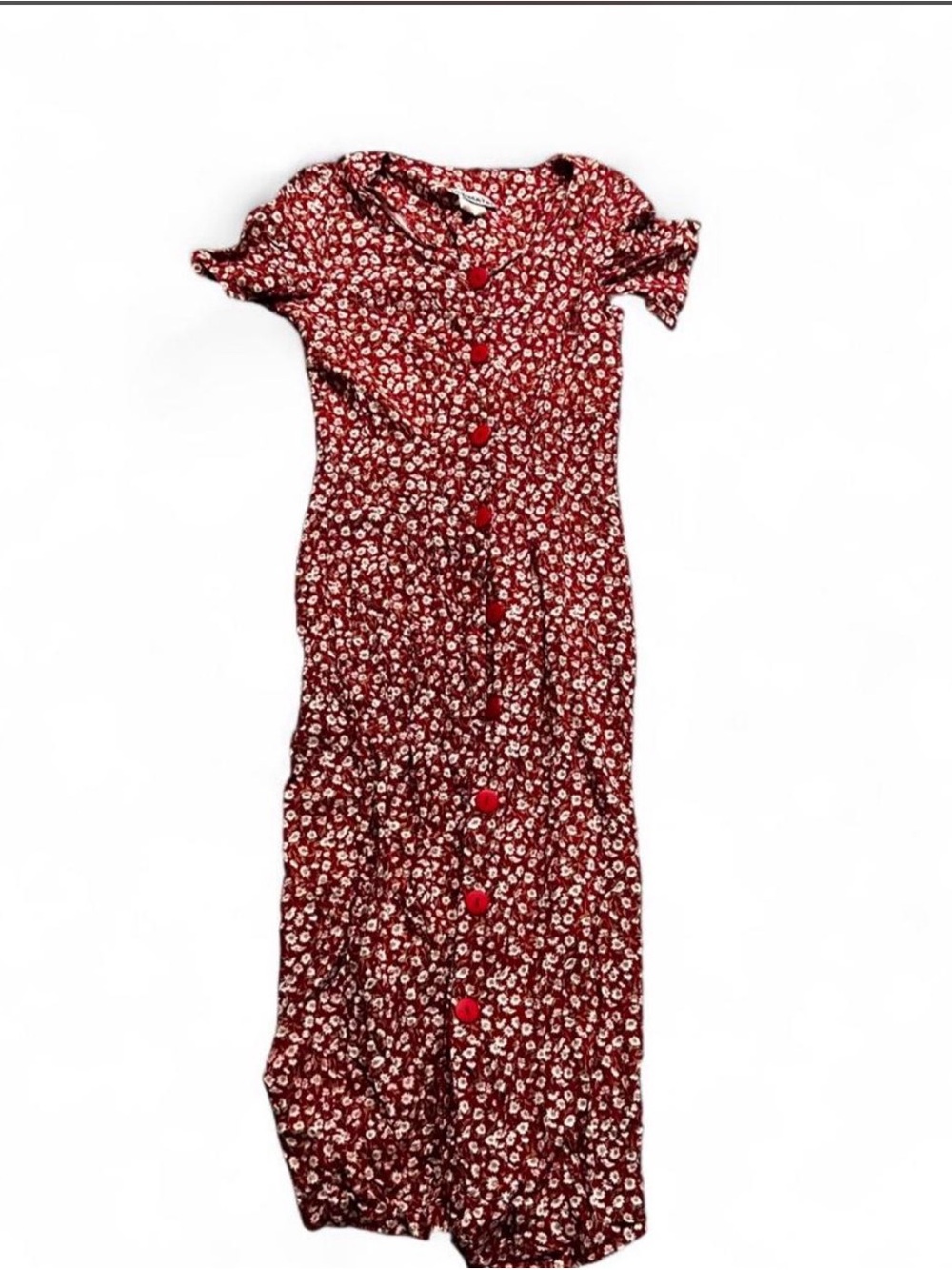 Vintage 90’s Red Floral Button-Down Maxi Dress